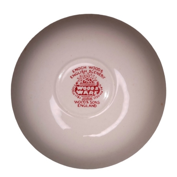 Enoch Woods English Scenery Pink Woods Ware By Woods & Sons Teacup & Saucer - Picture 7 of 7